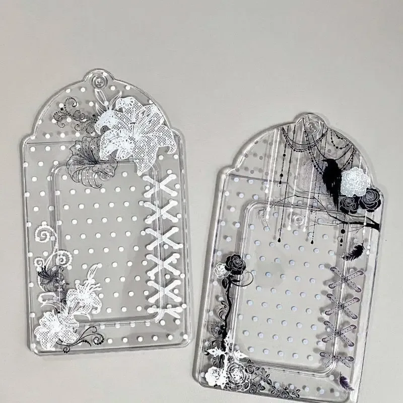 1 pièce pochette de rangement et de présentation pour photocards kpop et cartes d'idoles, en pvc à pois et motifs floraux, 3 pouces, avec pendentif