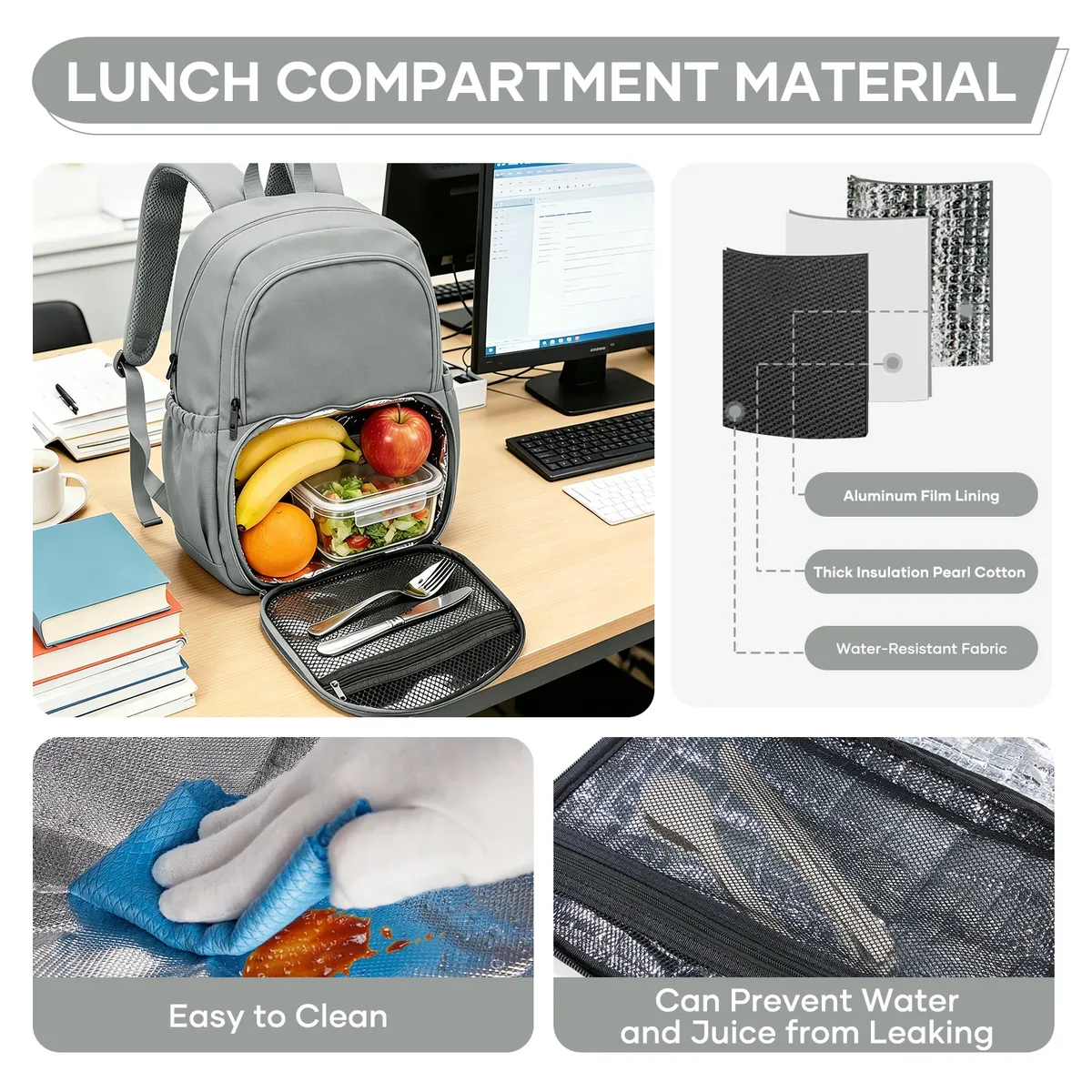 sac à dos isotherme pour déjeuner, sac à dos scolaire pour garçons, sacs à dos thermiques avec compartiment pour déjeuner, pour l'école, le bureau, les pique-niques et les voyages
