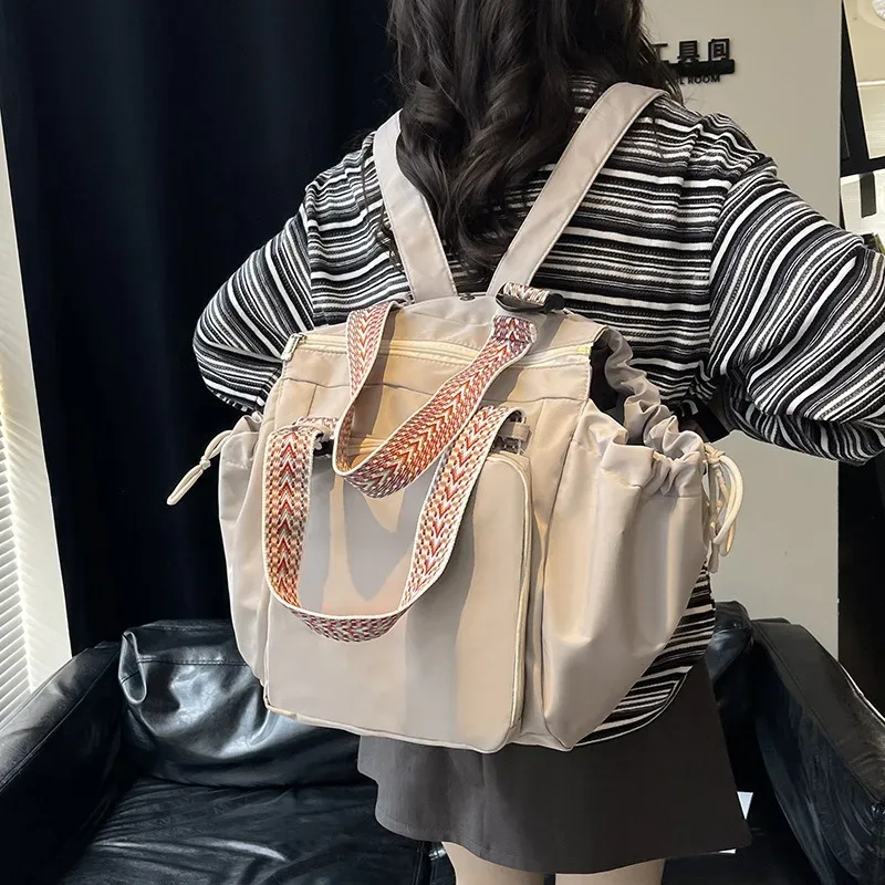 sac à bandoulière en nylon, sac de couleur unie, sac à la mode polyvalent et portable, sac de maman, sac de voyage de grande capacité
