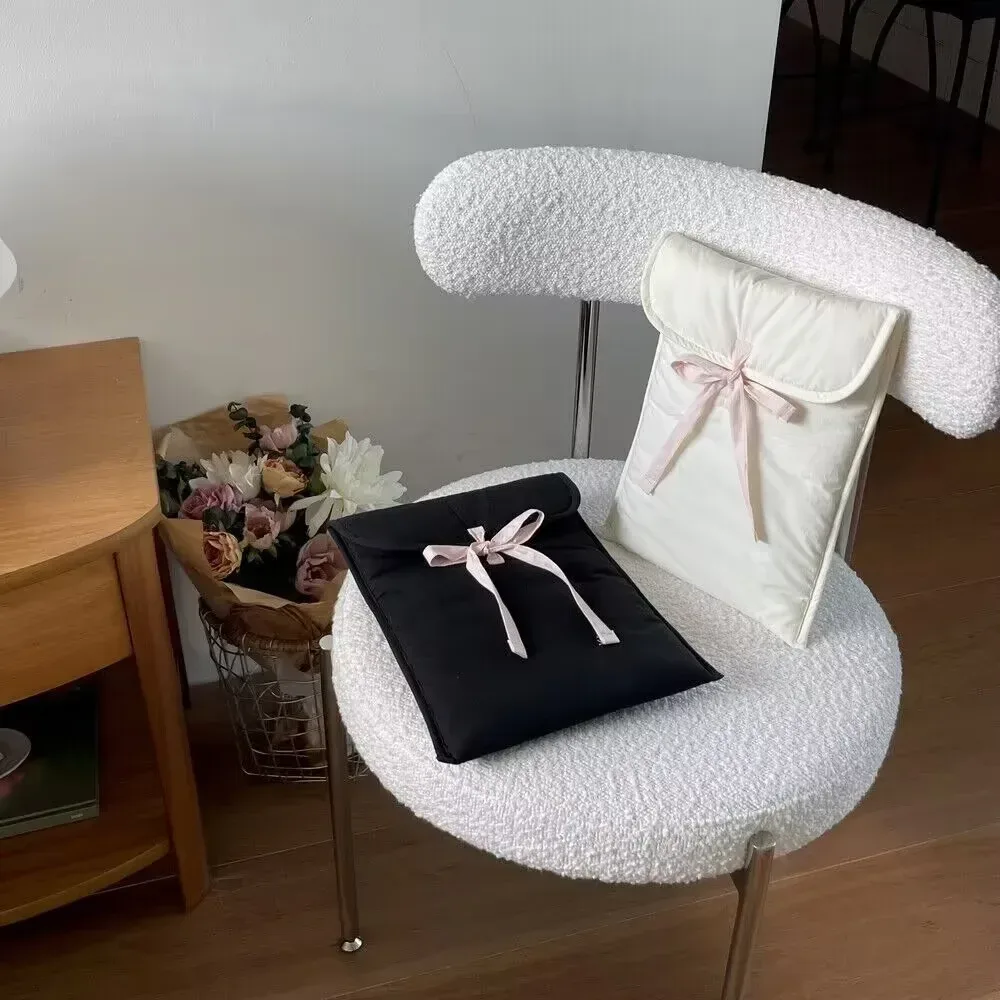 sac d'ordinateur à nœud coréen y2k pour femmes, noir, rose, sac de rangement pour tablettes, sac à main de voyage doux, poudres de stockage de cosmétiques