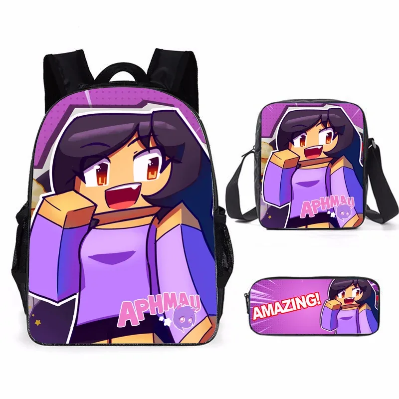 sacoche nylon personnage féminin dessin animé sac dos cadre externe fermeture éclair compartiment intérieur usage étudiant voyage