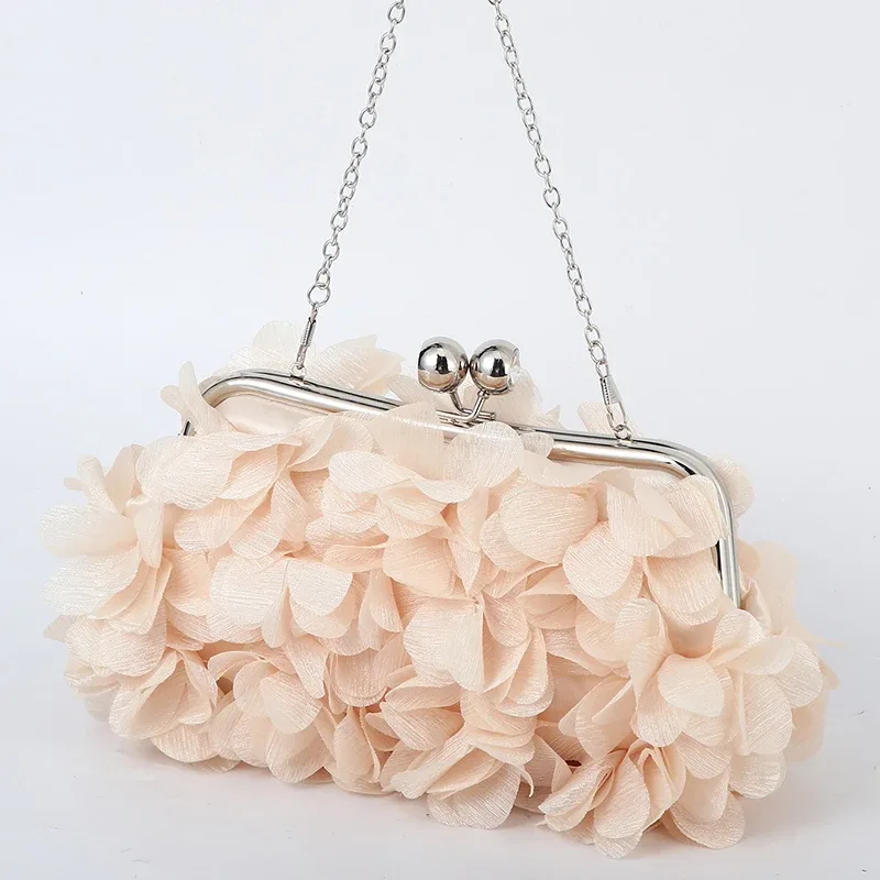 fleur dîner sac à main concepteur chaîne florale bandoulière mariée sac à main embrayages femme pétale soirée pochette robe de mariée sac