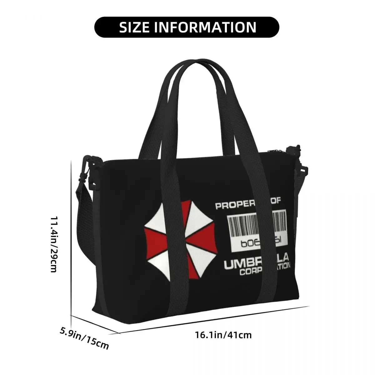sac fourre-tout personnalisé pour femmes, fourre-tout de cosplay de jeu de film umbrella corporation, sacs de voyage de plage et de gymnastique de grande capacité