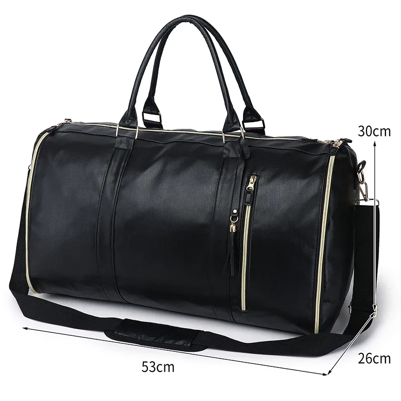 nom personnalisable gratuit, sac de voyage pratique pour vêtements, grand sac à bagages en cuir pu, sac de voyage à la mode