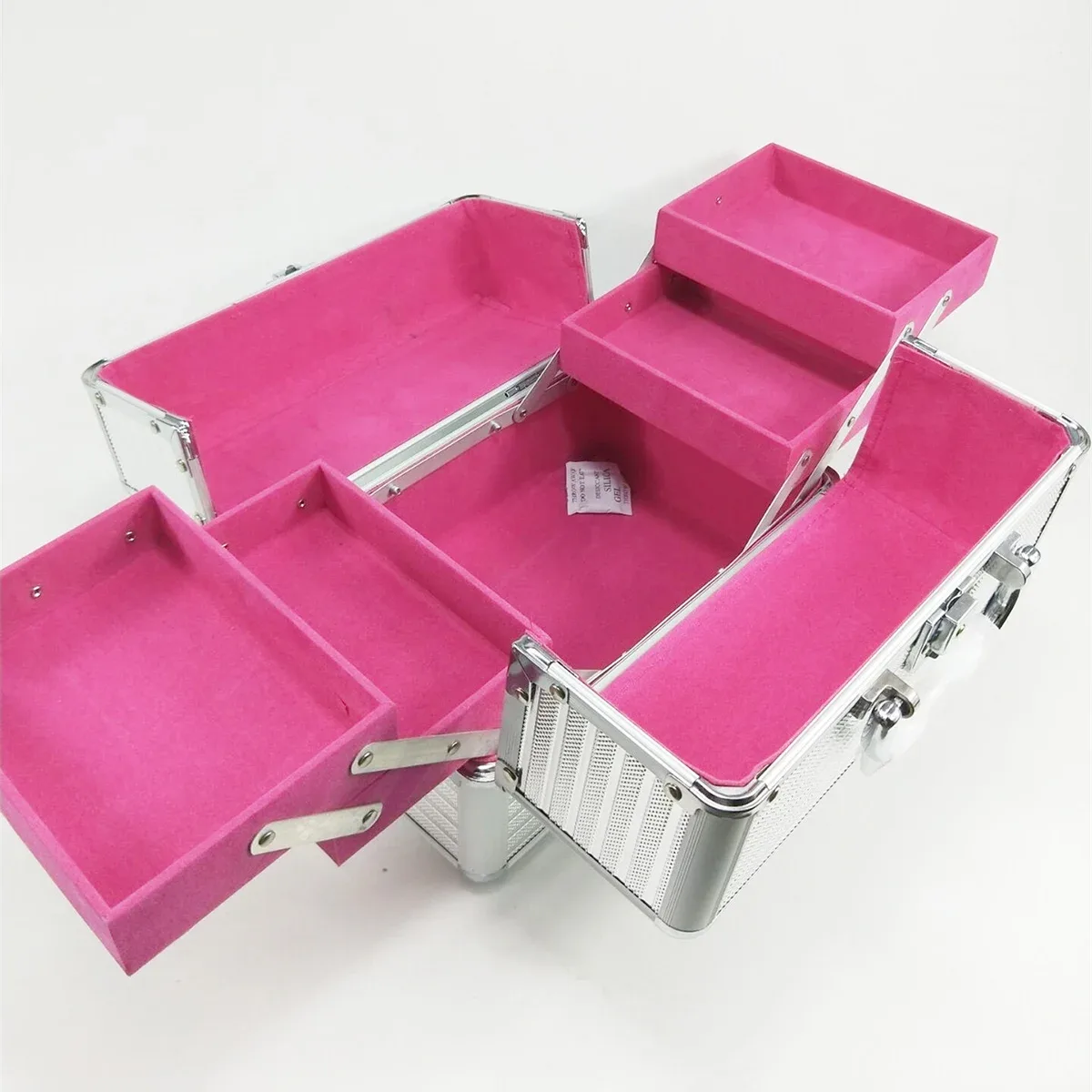 trousse de maquillage portable, grande capacité réglable, 4 plateaux coulissants, étui à cosmétiques, organisateur de rangement pour bijoux, beauté des ongles