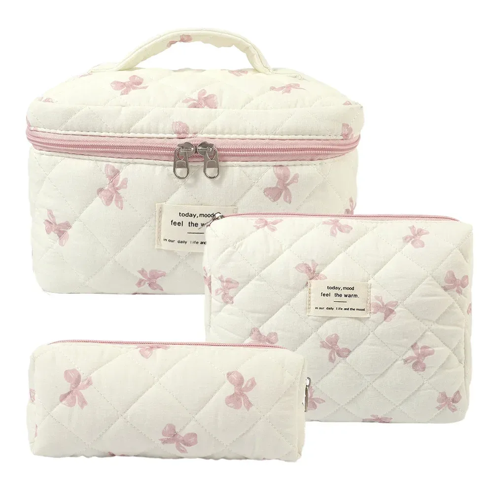 sac de maquillage en coton à fleurs mignonnes pour femmes, 1 pièce, organisateur de cosmétiques à fermeture éclair, sac à main en tissu en forme de boîte, trousse de toilette portable pour filles