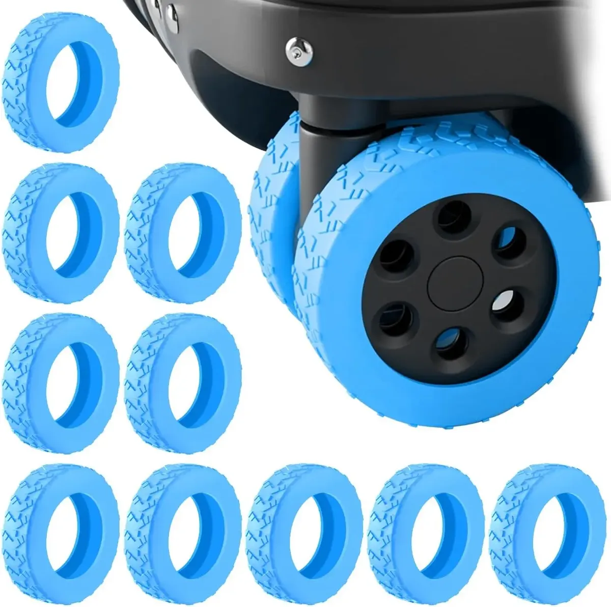 housse de protection en silicone colorée et texturée pour roues de bagages de voyage, réduit le bruit, accessoires de bagages