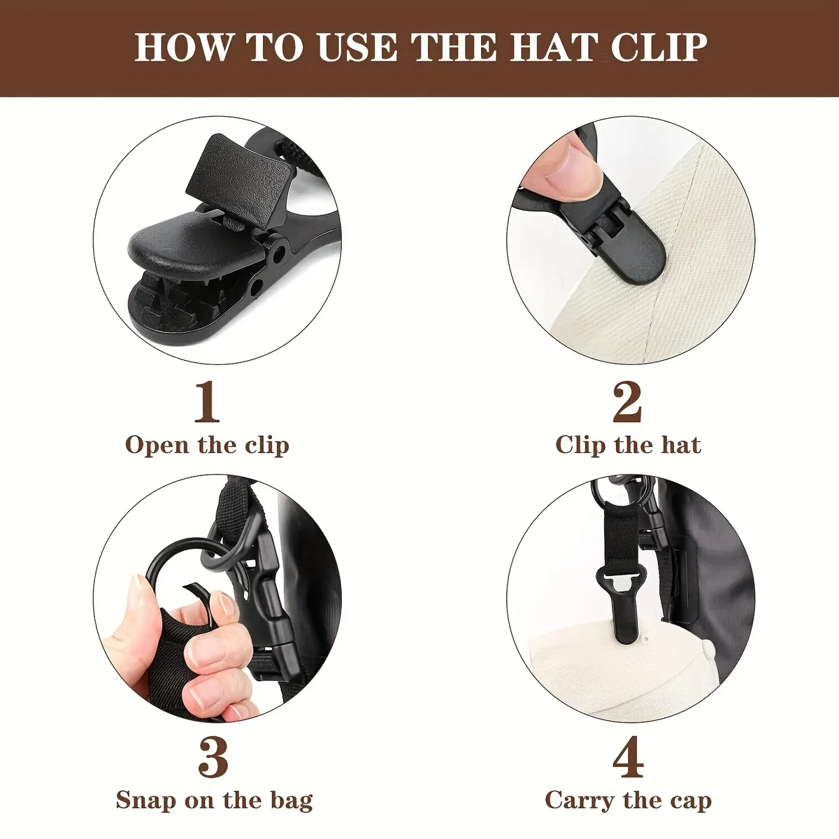 clip voyage multifonctionnel plastique noir cintre sac portable anti perte vacances plage croisière transport sac dos bagage fixation chapeau