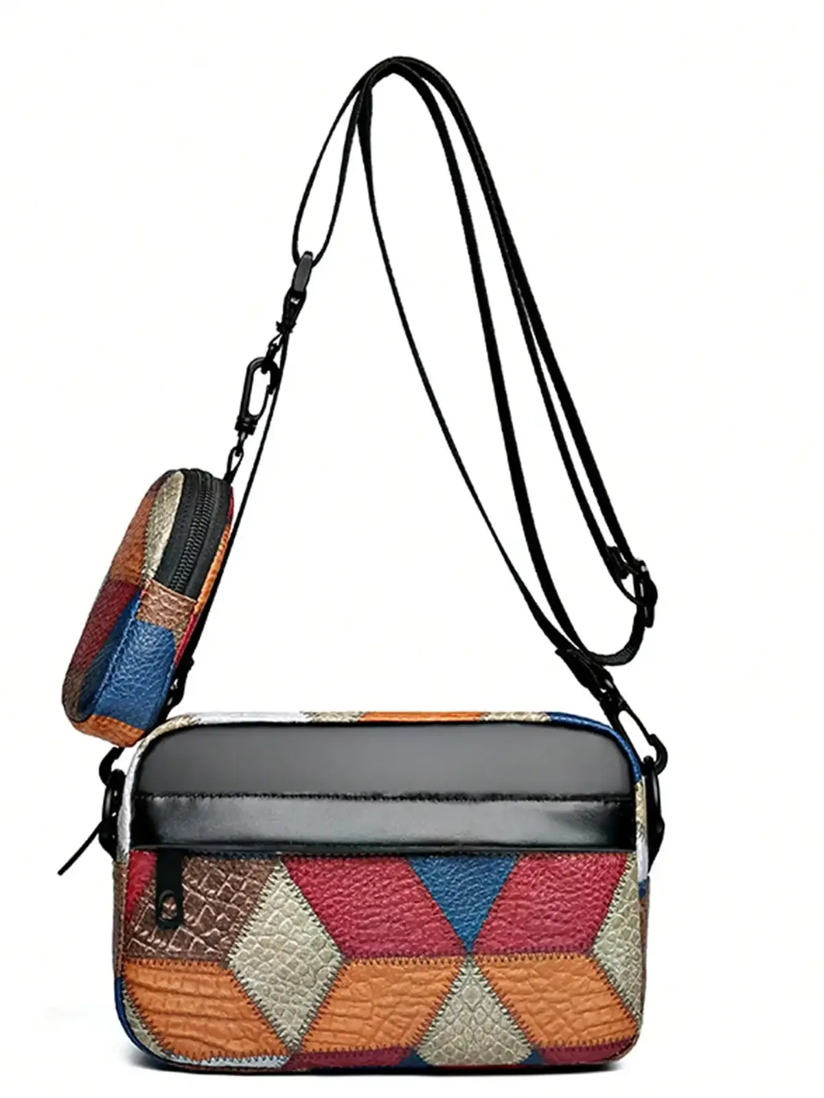 sac à bandoulière colorblock – sac à main patchwork tendance (mini sac pour téléphone pour femme)