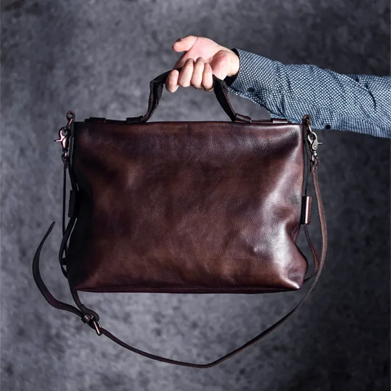 sac messager vintage en cuir véritable pour homme, sac à bandoulière décontracté de haute qualité en cuir de vache souple, idéal pour les voyages et le travail en extérieur