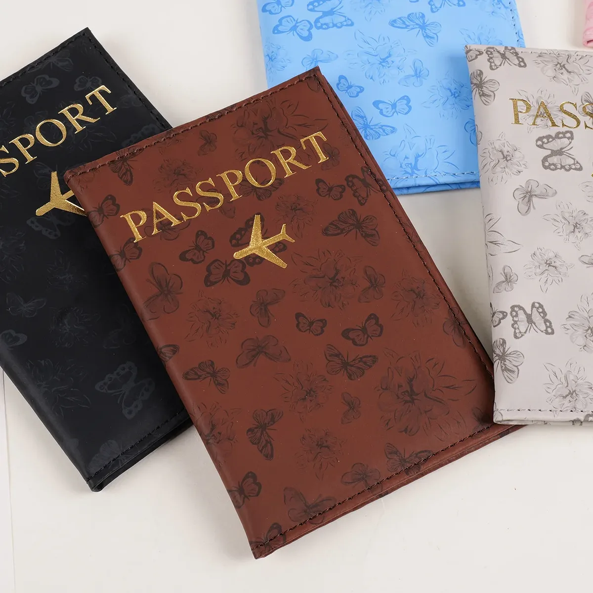 nouveau porte-passeport de voyage housse pour femmes hommes en cuir pu carte billet passeport couvre support accessoires de protection