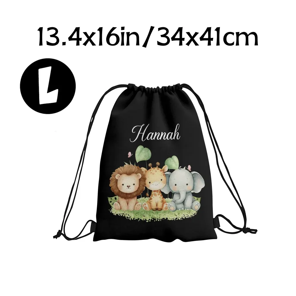 sac à dos à cordon de serrage sur le thème des animaux mignons, avec nom/texte personnalisé, sac de sport personnalisé, sac de voyage léger, sac de rangement pour salle de sport, 1 pièce
