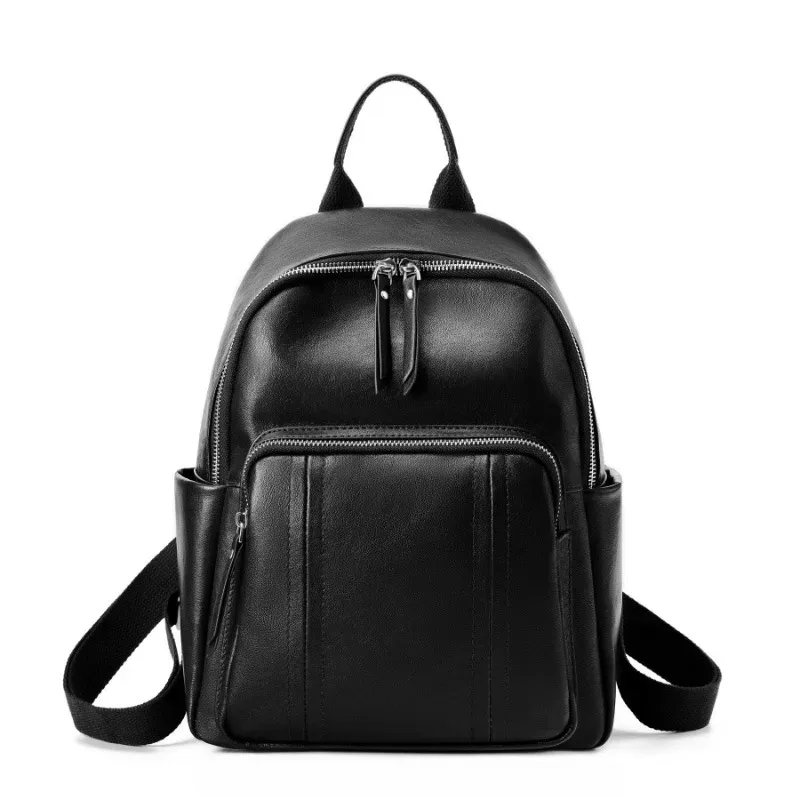 sac dos cuir vache marron noir femme voyage compartiment imperméable poche latérale zippée courbe dos décontracté