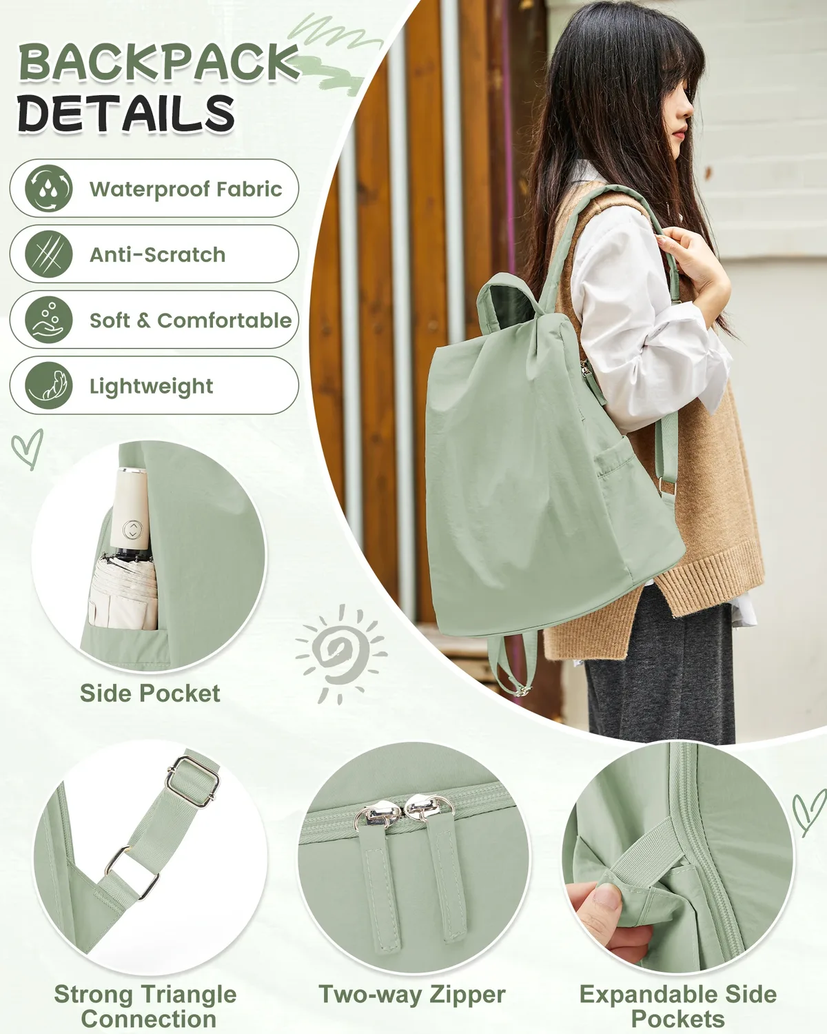 sac à dos pour femmes, sac à dos moderne simple, sac à dos de travail léger pour femmes, sac à dos de voyage antivol