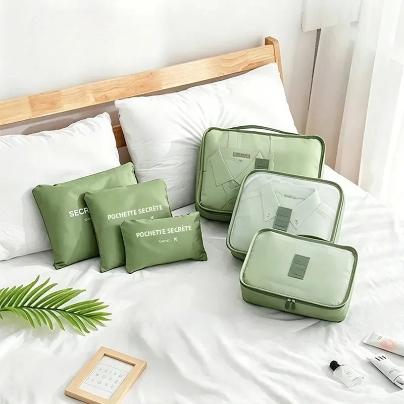 organisateur voyage nylon rose bandes noires lettres dorées résistant polyvalent sac compression cube sacs voyage