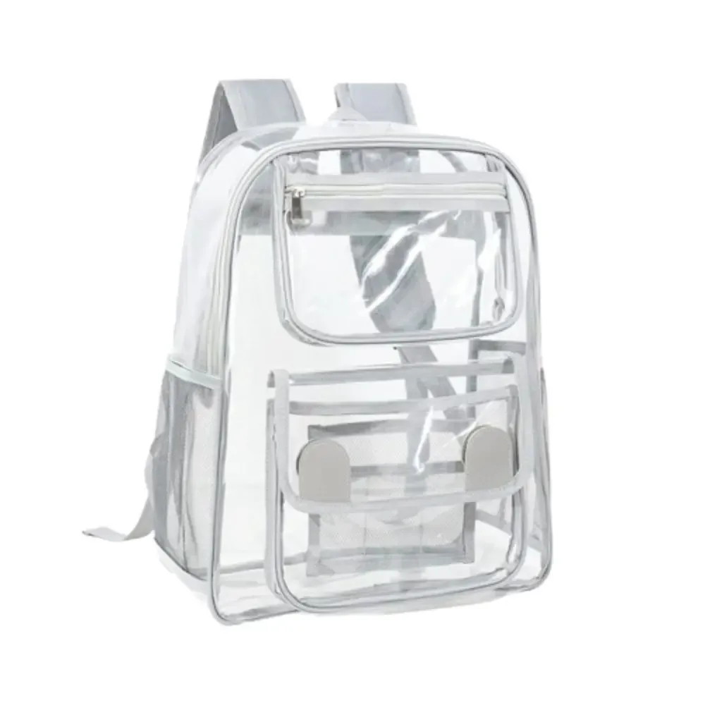 sac à dos transparent de grande capacité, imperméable, en pvc, avec fermeture éclair, portable, visible, pour le sport en plein air et les voyages.