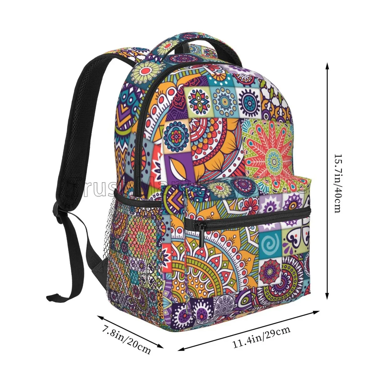 sac à dos de voyage à motif floral mandala ethnique pour femme et fille, cartable observateur et décontracté pour étudiant