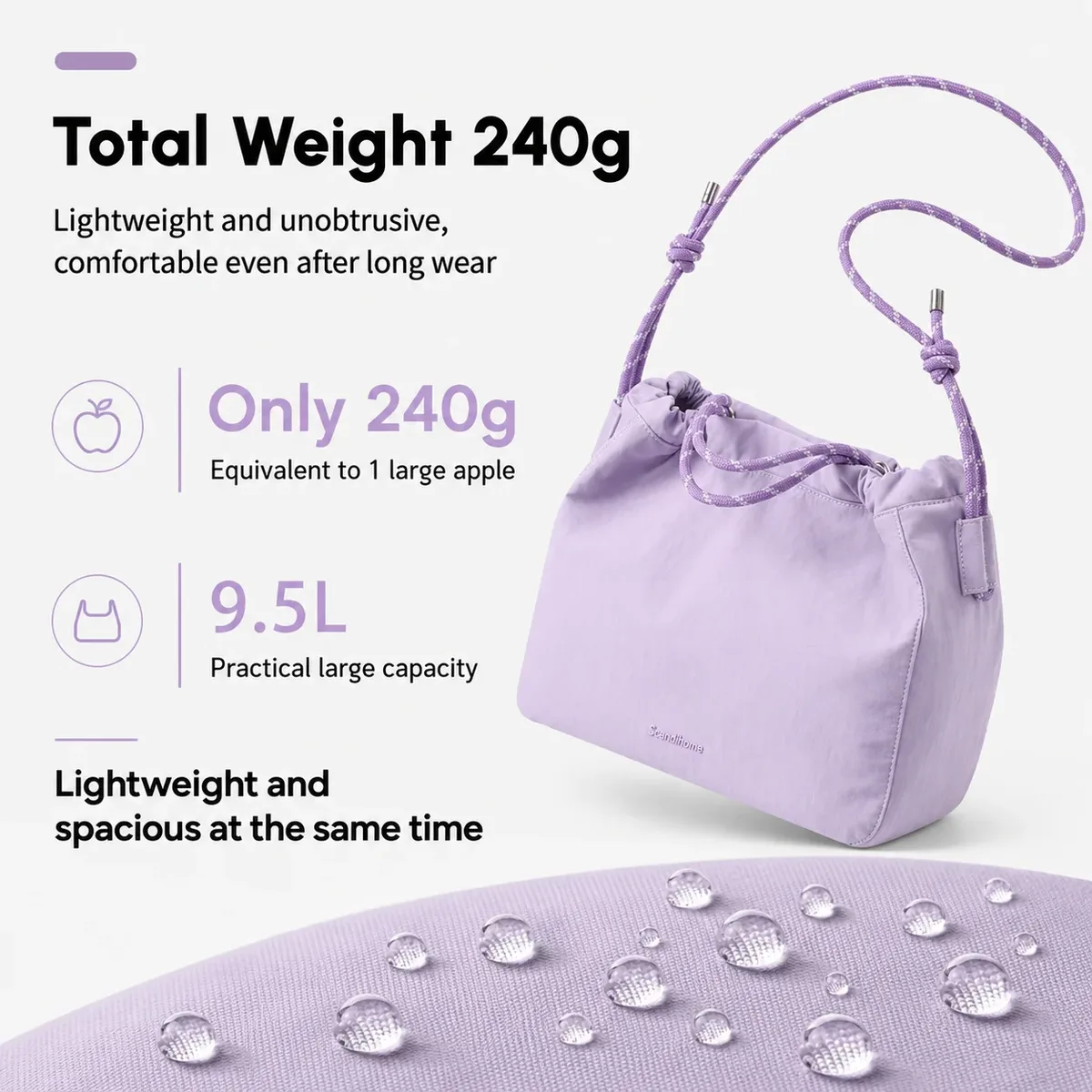 sac fourre-tout à cordon de grande capacité, sac à main léger en nylon de 9,5 l, sac à bandoulière imperméable pour femmes, sac à bandoulière multi-positions