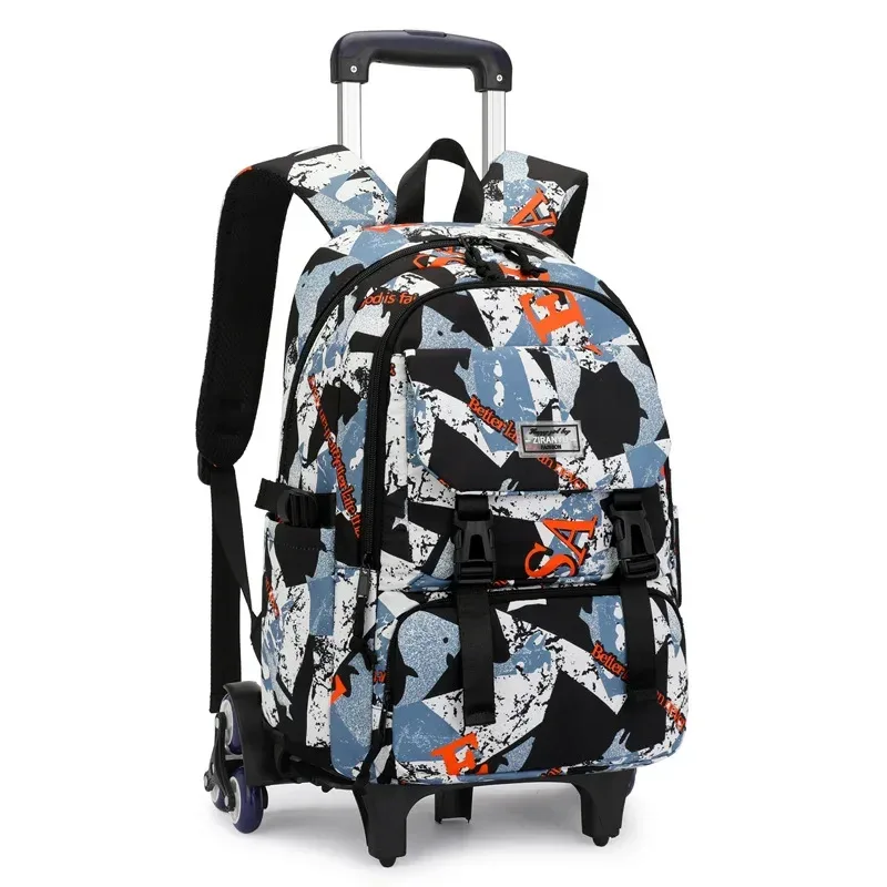 sacs d'école roulants pour filles sac à dos enfants sacs à dos d'école imperméables avec roues collège chariot bagages sac à dos