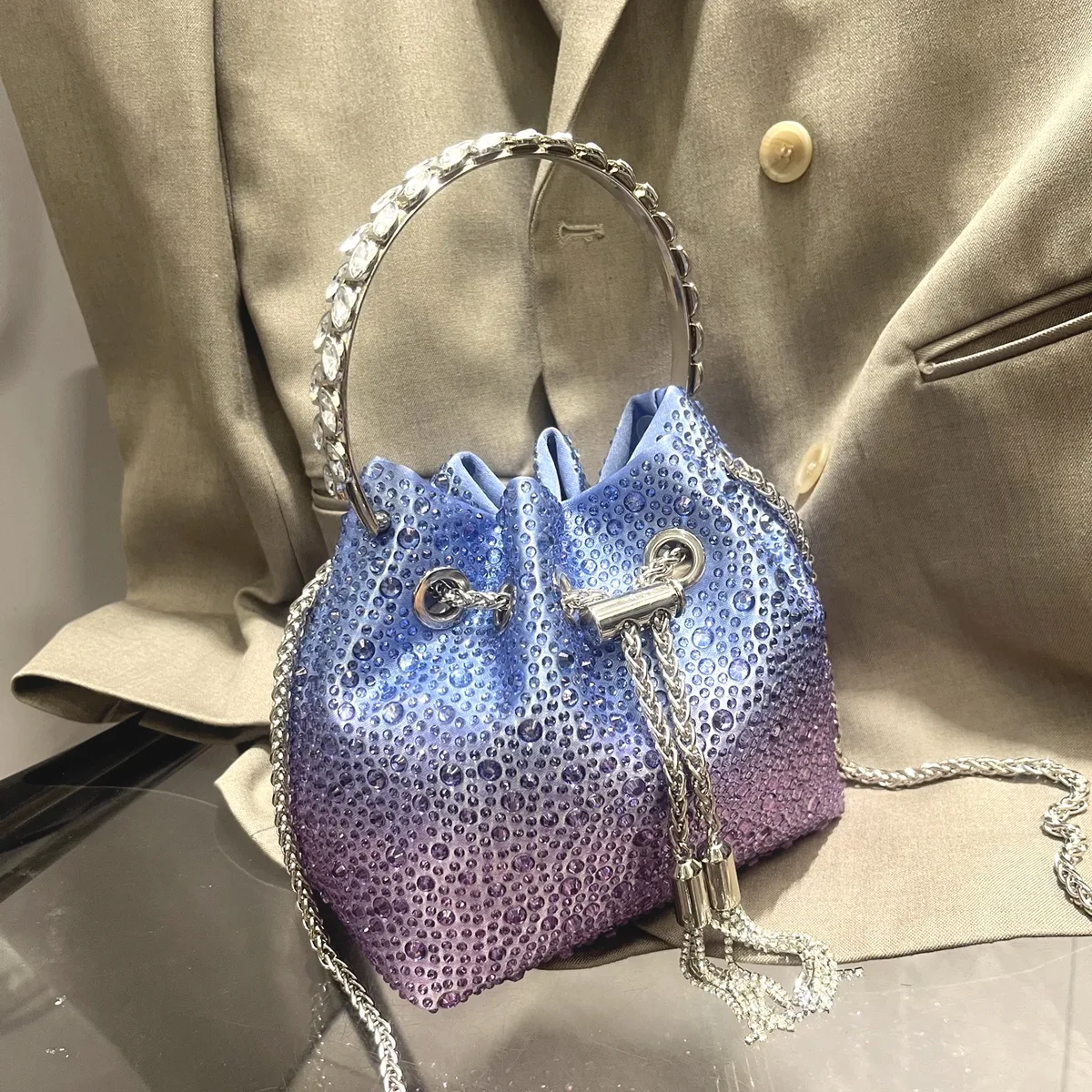 poignée strass pochette de soirée sacs à main et sac à main de luxe sac à bandoulière design brillant cristal pochette sac à main sac seau