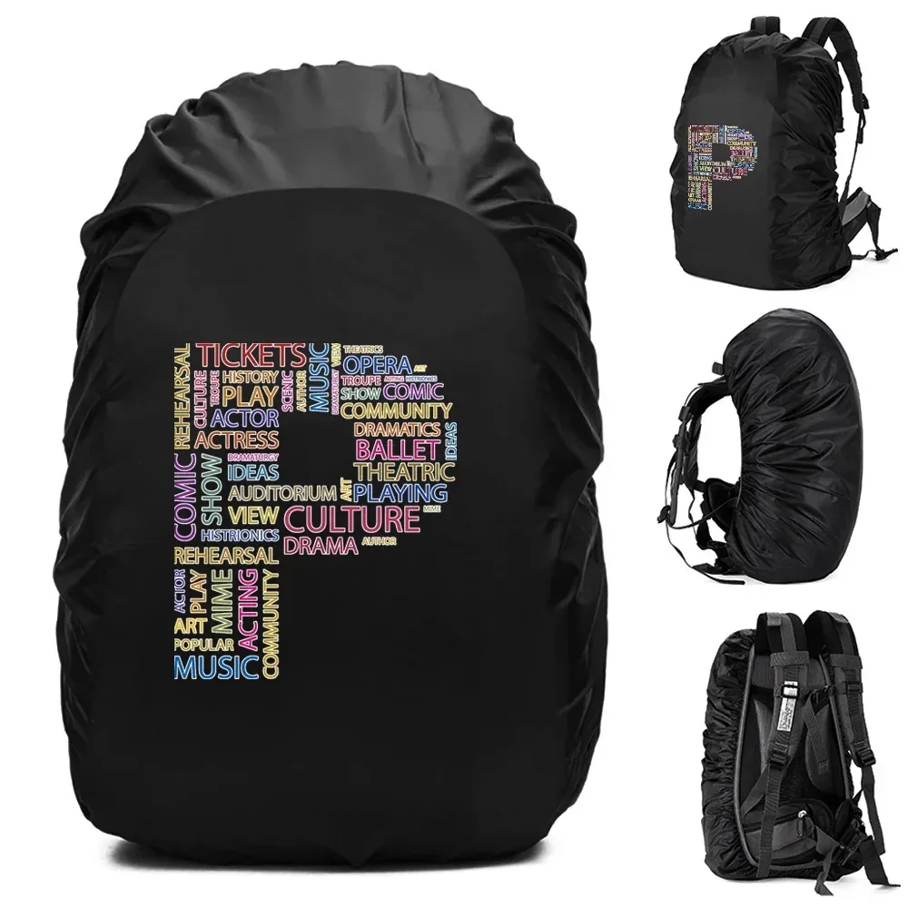 sac à dos imperméable pour homme, housse de pluie, camping en plein air, randonnée, escalade, sac à dos anti-poussière, texte imprimé, 20-70 l