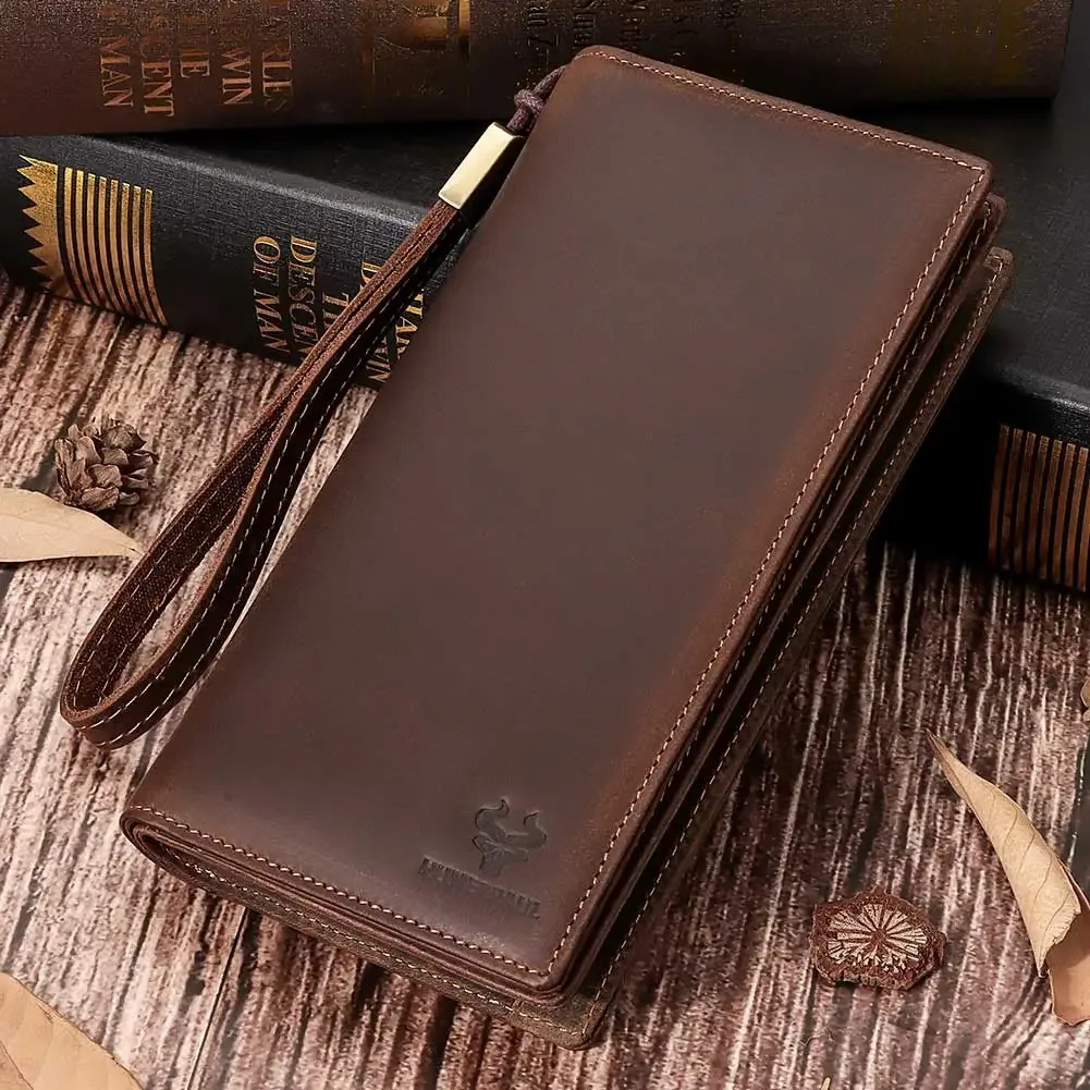 humerpaul-portefeuille en cuir group pour homme, pochette longue avec poche pour téléphone, porte-cartes de décennie age rfid, sacs de rangement de grande capacité