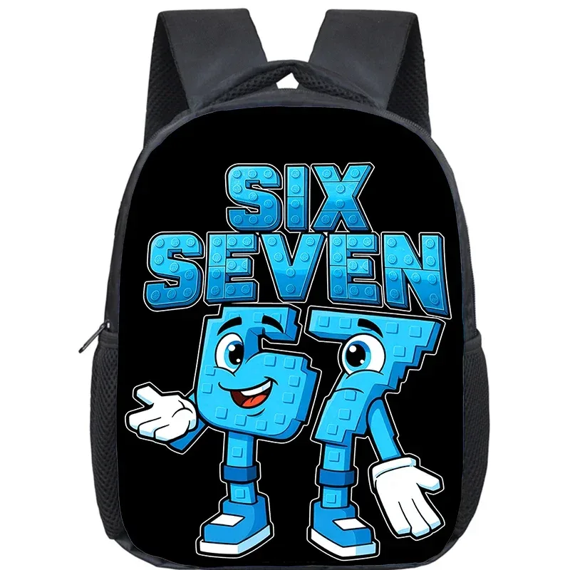 sac à dos orthopédique pour enfants, motif dessin animé, pour la maternelle, pour filles et garçons, avec les chiffres amusants 6 et 7, mochila meme 6 7