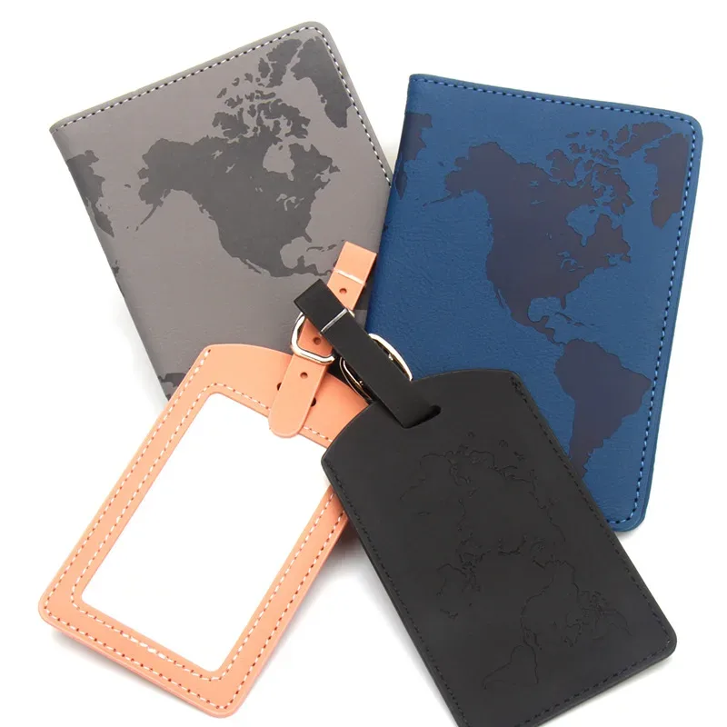 étuis de passeport rétro en cuir pu, étiquettes de bagage, organiseur de voyage, porte-cartes d'identité