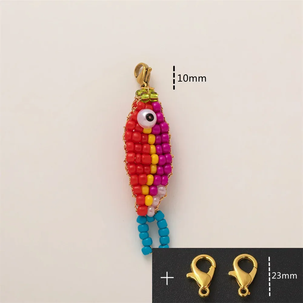 sac à dos en forme de poisson en perles fait à la main, pendentif à fermeture éclair, décoration suspendue pour filles, porte-clés d'étudiant, accessoires de bricolage, ornements