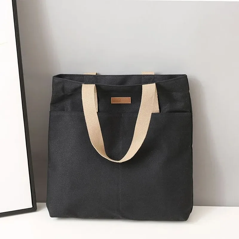 femmes toile sac fourre-tout couleur unie concepteur dames sac à main décontracté sac à bandoulière grande capacité coton réutilisable shopping sac de plage