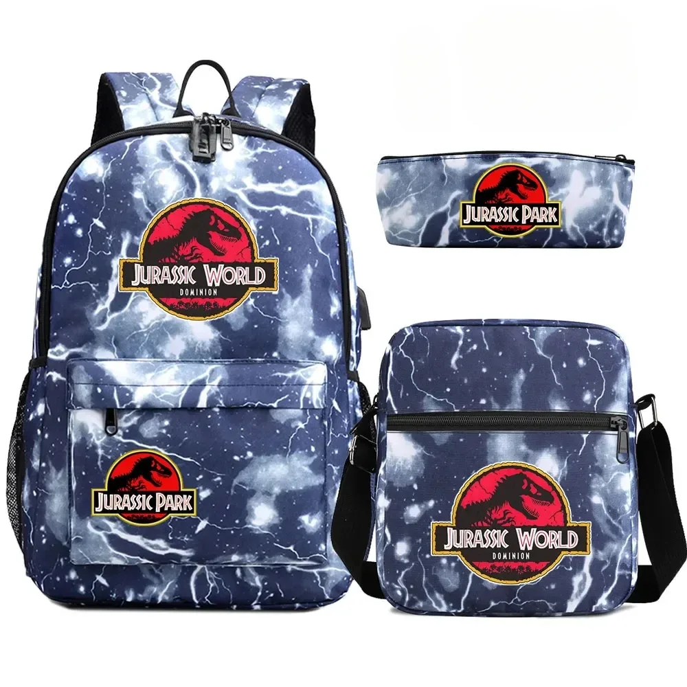 sac à dos de voyage avec serrure antivol usb pour garçon et fille, cartable pour livre d'école pour enfants, sac à stylo, 3 pièces
