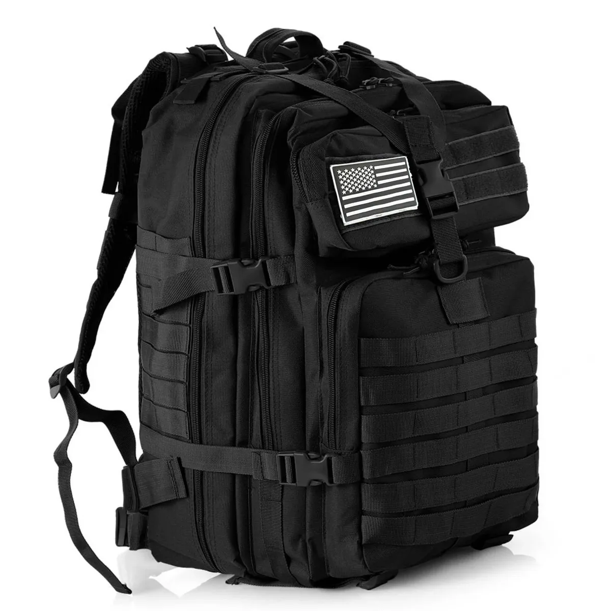 Sac Dos Oxford Université Polyester 36 55 Litres Noir Bandes Horizontales Poche Lateral Webbing Voyage Extérieur