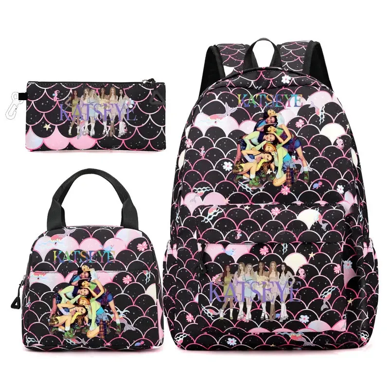 sac dos polyester motifs groupe filles poignée supérieure glissière capacité 20 35 litres unisexe couleurs rose clair violet bleu clair