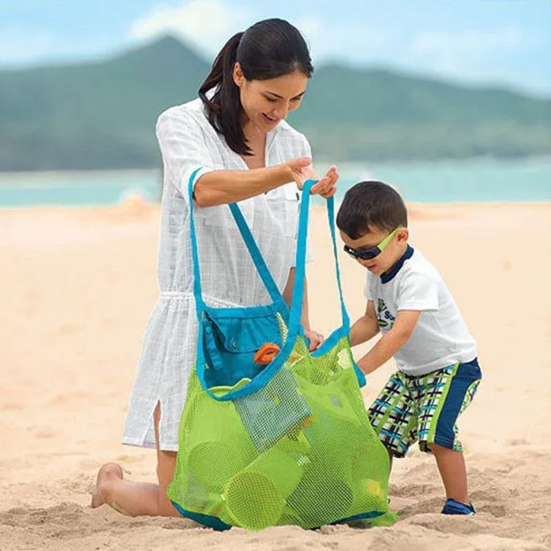 sac de plage en maille anti-sable pour enfants, sac de rangement portable pour jouets, grand sac de natation pour serviettes et organisateur de maquillage pour femmes, 1 pièce