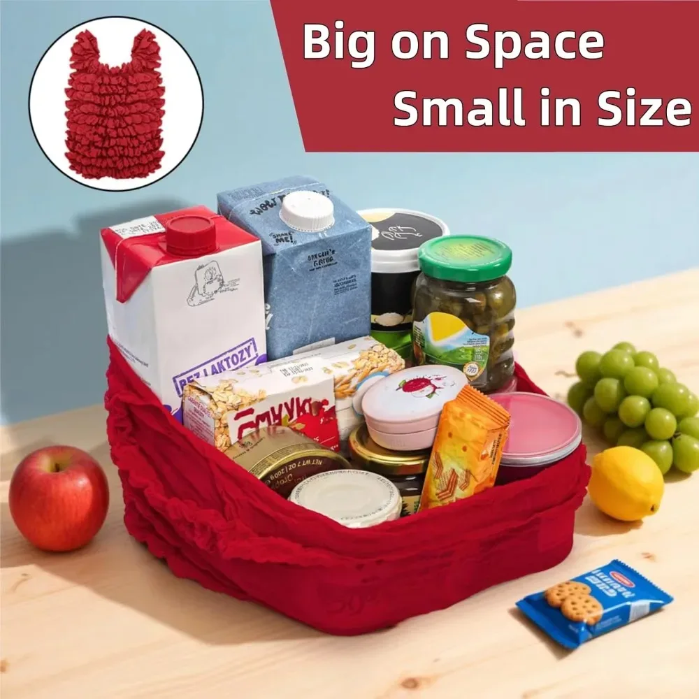 nouveau sac à bulles pliable et extensible, mini sac de courses plissé, grande capacité, sac à main élastique portable, sac de rangement