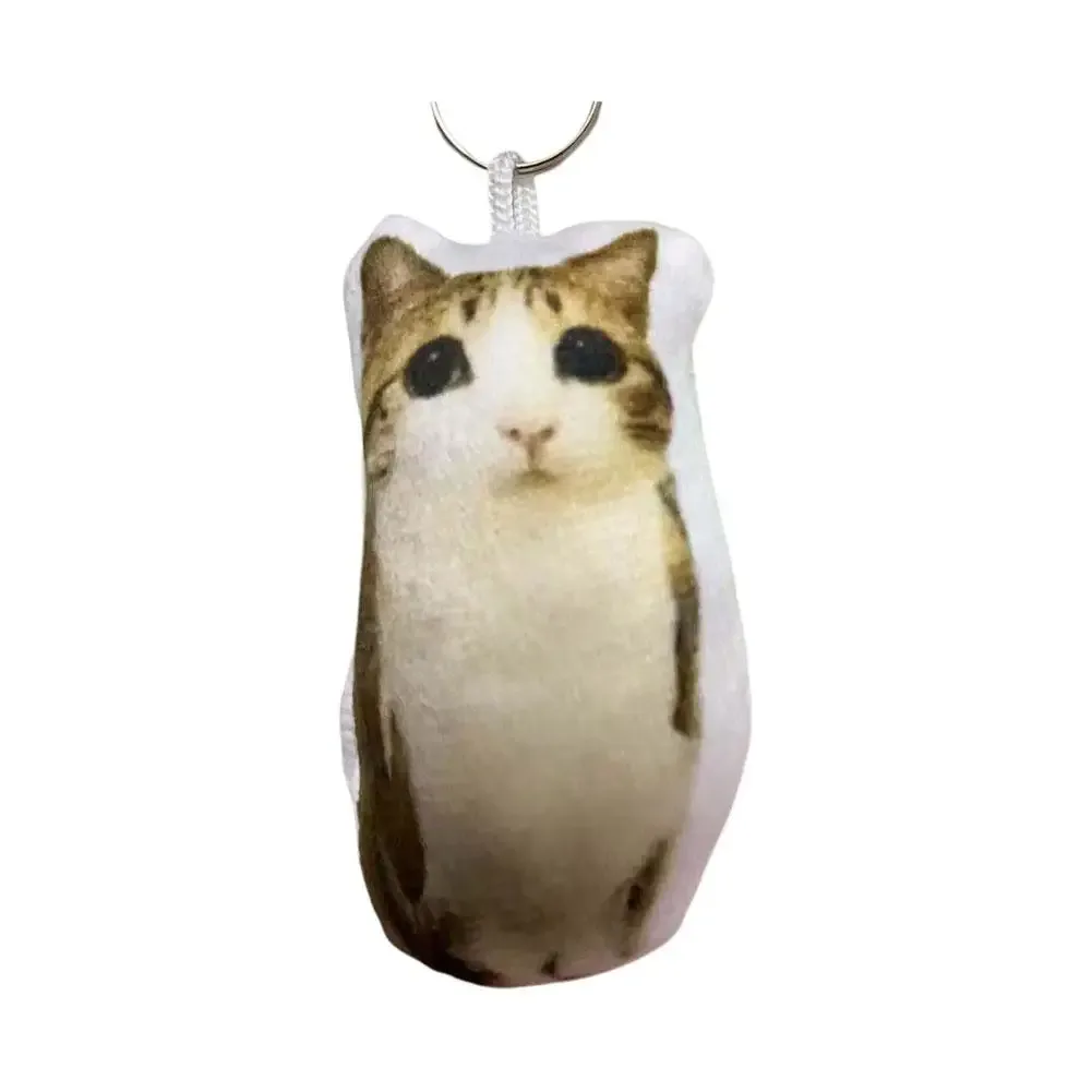 porte-clés en peluche mignon meowl avec son de chat réaliste, jouet sonore à presser, pendentif visage de chat réaliste amusant pour sac à dos