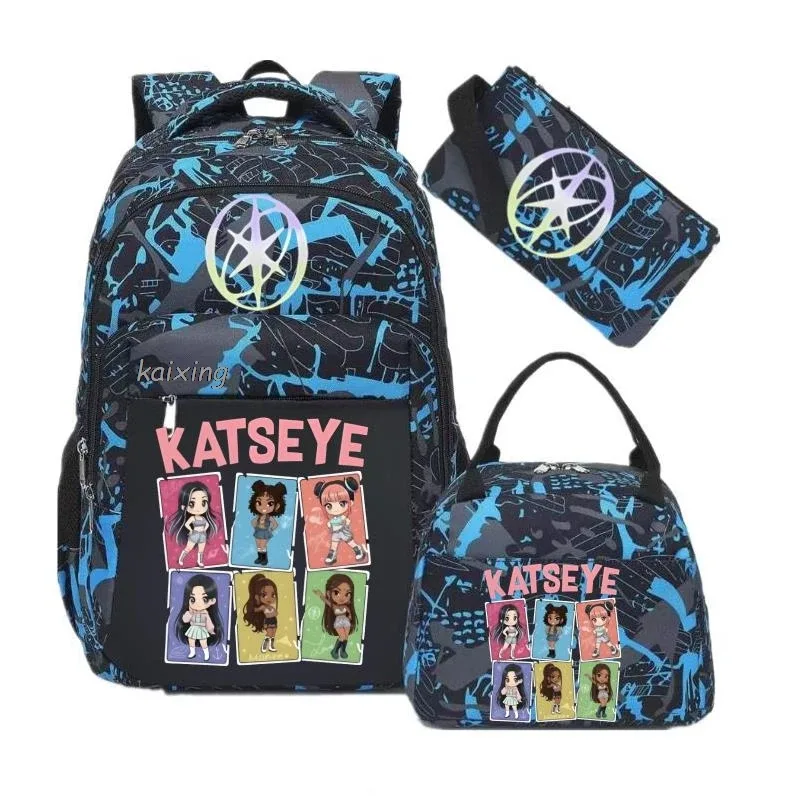 hot katseye drôle impression sacs à dos avec sacs à déjeuner multi-poches camouflage adolescents voyage sac à dos pour ordinateur portable femmes sac d'école mochila