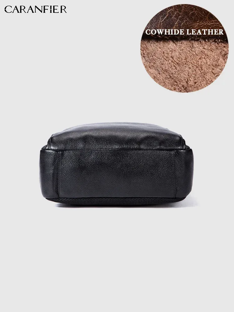 sac dos cuir vache noir forme rectangulaire bords arrondis poignées retractables bandoulière arquée fermeture éclair polyester intérieur informatique usage voyage business casual vintage classic