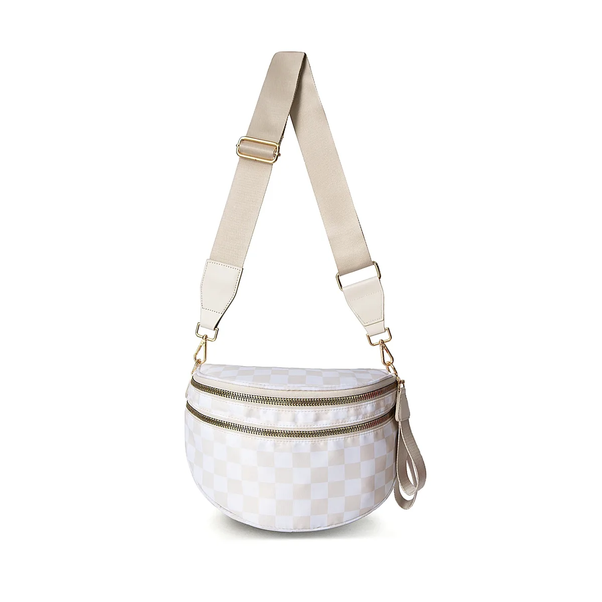 doyogi noir et blanc à carreaux spacieux bum sac sacs à bandoulière pour femmes en nylon essentiels de voyage sac de maman sac à couches pour maman