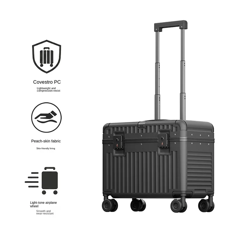 valise de cabine à roulettes 20 pouces, ouverture par le haut, en pc, avec cadre en aluminium épaissi et serrure tsa