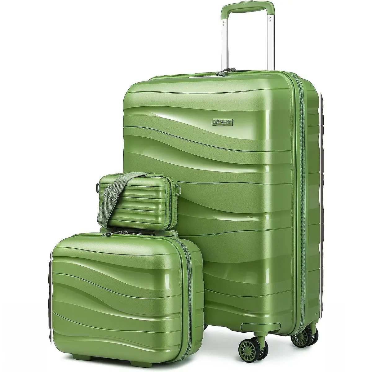 melalenia – ensemble de bagages à main 3 pièces, valise en matériau pp avec roulettes pivotantes, serrure rigide tsa