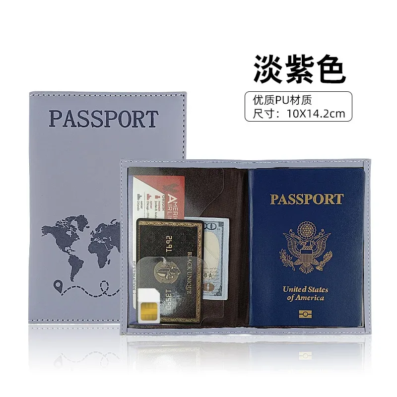 cadenas protegepasseport pu motif carte monde couleur kaki gris noir bleu orange vert rose beige rouge usagevoyage sécuritédocument important protectionidentite voyage croisiere transport international