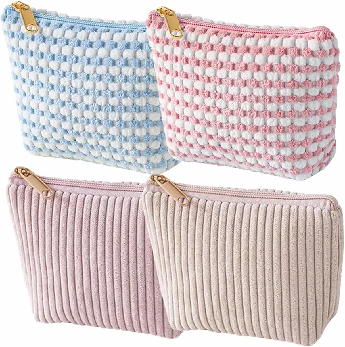 4 pièces sac cosmétique organisateur de rangement de maquillage sac de maquillage gonflé pochette cosmétique pour voyage portable velet grand sac de toilette organiz