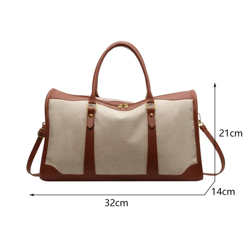 sac à main de rangement de voyage pour femmes, sac de bagages de fitness vintage, sac à bandoulière simple, grand sac en nylon et cuir pu, 2026 sacs à main