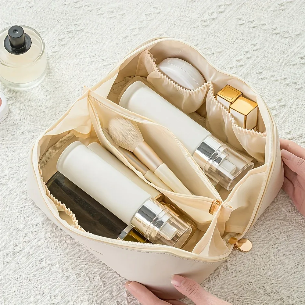 trousse de maquillage femme, sac de toilette, étui de rangement de luxe pour cosmétiques, pochette de voyage zippée