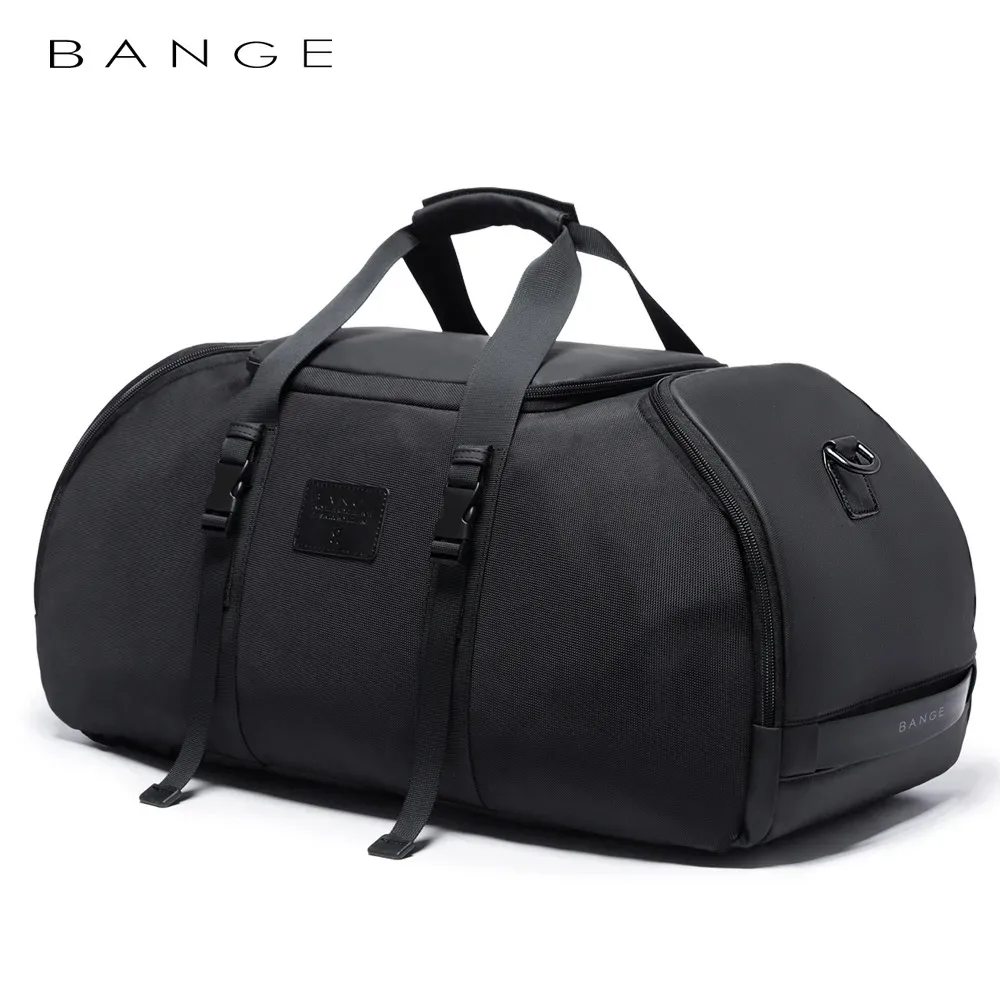Sac Voyage Ovale Poignée Superieur Bandes Epaulieres Noir Oxford Polyvalent Hommes Décontracté Fermeture Éclair