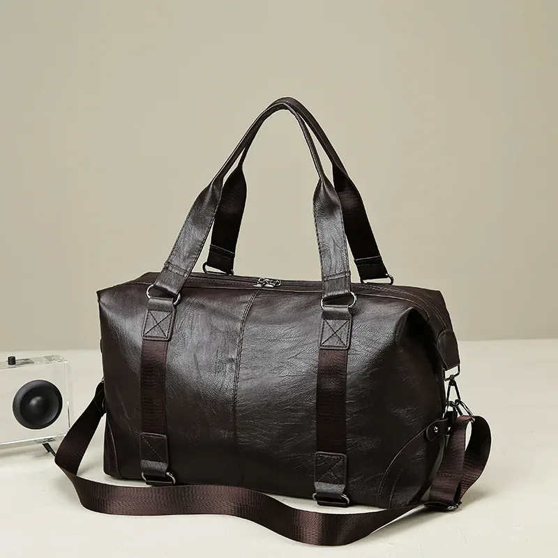 sac à main de voyage en cuir pu pour hommes, sac à bandoulière, sac à bandoulière, grande capacité, sac de sport lancé par bergame, déterminer les notifications, affaires, nouveau, 2023