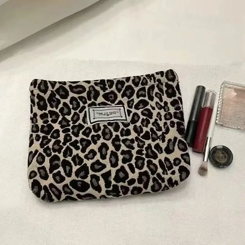 grand sac à cosmétiques léopard pour femmes, sac de maquillage en toile à fermeture éclair, organisateur de maquillage de lavage de voyage, trousse de beauté, pochette