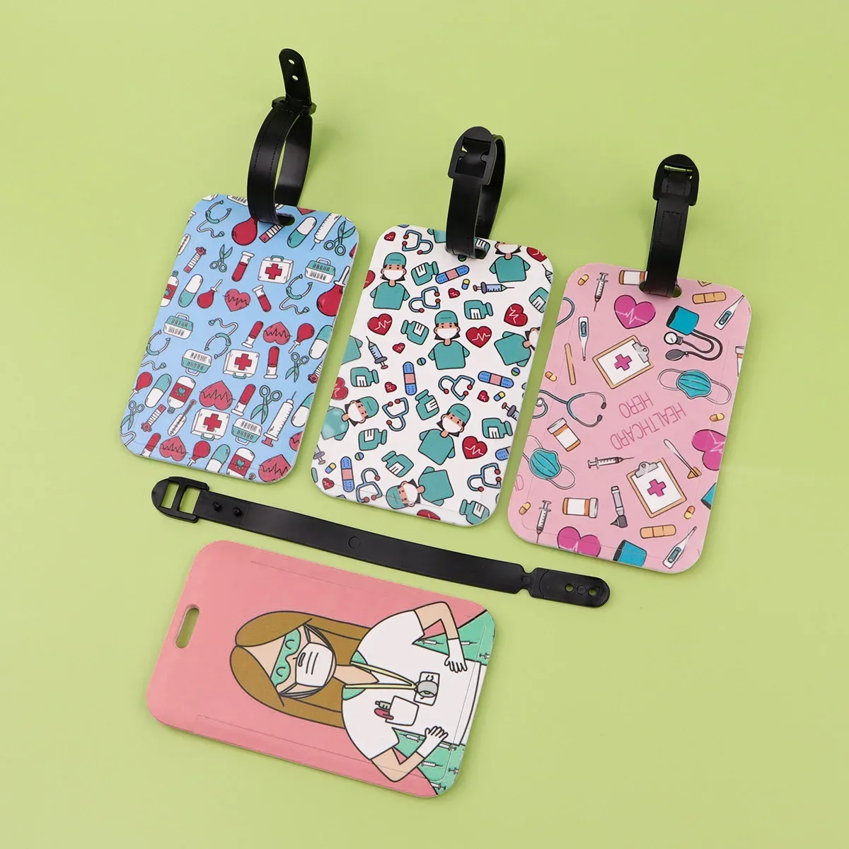 étiquettes de bagage de voyage de santé médicale valise vague art peinture id porte-adresse étiquettes d'embarquement de bagages accessoires d'étiquette portables