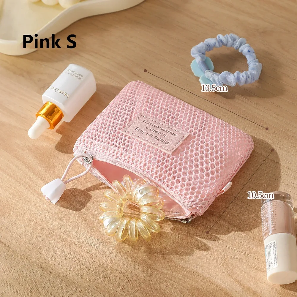 petit sac de rangement de maquillage transparent en maille, oreiller, rouges à lèvres, sac de toilette cosmétique, pochette de grande capacité, mini sac de rangement pour femmes, pochette